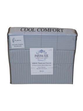 Patina Vie 1800 Thread Count 6-Piece Queen Sheet Set Cool Comfort Cotton Blend